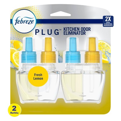 Febreze Plug with Fade Defy Technology Kitchen Odor Eliminator Air Freshener - Fresh Lemon - 2ct/1.75oz