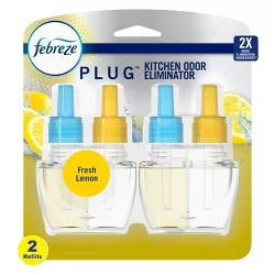 Febreze Kitchen Fade Defy Plug Air Freshener - Fresh Lemon Scent Oil Refill - 2ct