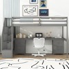 Twin Size Loft Bed Frame with Built-in Desk, Storage Stairs and 4 Drawers - ModernLuxe - image 2 of 4