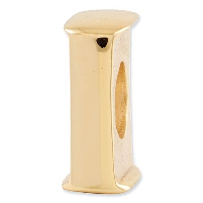 Black Bow Jewelry Letter I Bead Charm in 14k Yellow Gold Plated Sterling Silver