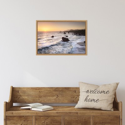 Sonoma Coast Sunset Lithograph on Canvas with Maple Frame