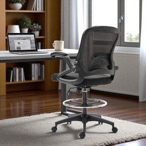 Mshliw Ergonomic Tall Mesh Office Chair with Adjustable Height, Lumbar Support, Flip-Up Arms, Footrest Ring, and Swivel Wheels - 1 of 4