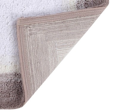 Beige and White Cotton Tufted 3-Piece Bath Rug Set