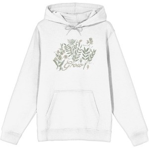 "Grow" Inspirational Vintage Botanicals  Adult Long Sleeve Hoodie - 1 of 2
