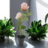 Unique Bargains Artificial Plants Two-Headed Rose Bonsai Plastic 2.36"x2.36"x10.63" 1 Pcs - 2 of 4