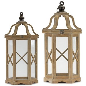 Decorative Hexagon Lantern Set for Modern Farmhouse Decor Set of 2 by Melrose - 1 of 3