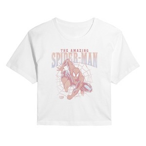 Women's - Marvel - Amazing Spiderman Webs Cropped Graphic T-Shirt - 1 of 4
