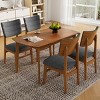 Set of 4 Mid-Century Modern Dining Chairs with Linen Upholstery and Rubber Wood Frame for Kitchen or Dining Room-Koiai - 3 of 4