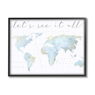 Stupell Industries Let's See It All World Map Framed Giclee