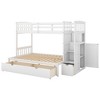 Twin Over Twin/Full Size Bunk Bed With Storage Shelves Drawers, Wooden Stairway Bunkbed Bed Frame With Convertible Bottom Beds For Kids Teens Bedroom - image 4 of 4