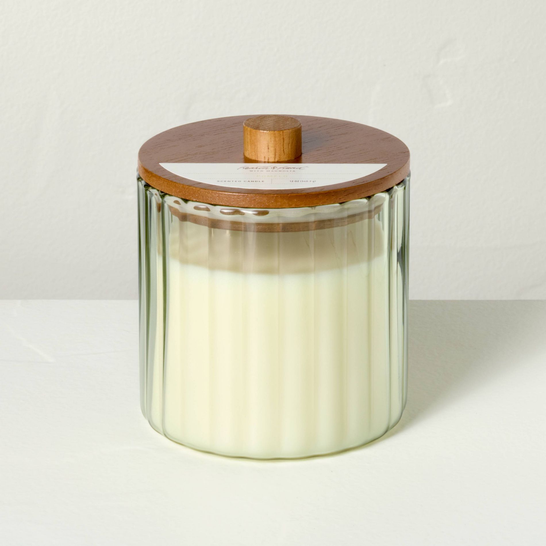 2 Wick Glass with Wooden Lid Jar Candle Cream 12oz - Hearth & Hand™ with Magnolia