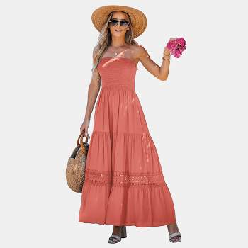 Women's Smocked Bodice Strapless Maxi Dress - Cupshe