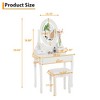 Vanity Desk with Mirror & Lights, Wood Makeup Dressing Table with Oval Mirror & Stool,Modern Bedroom Dressing Table with 5 Large Drawers for Kids - 4 of 4