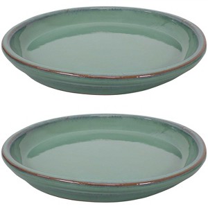 Sunnydaze Outdoor/Indoor High-Fired Glazed UV- and Frost-Resistant Ceramic Flower Pot Planter Saucers - 2-Pack - 1 of 4