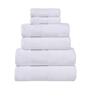100% Cotton Medium Weight Geometric Border 6 Piece Assorted Bathroom Towel Set by Blue Nile Mills - 1 of 4