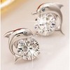 Dolphin Small Cubic Zirconia Stud Earrings for Women Girls Ginger Lyne Collection - 3 of 4