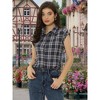INSPIRE CHIC Women's Summer Plaid Short Sleeves Button Down Shirt - 2 of 4