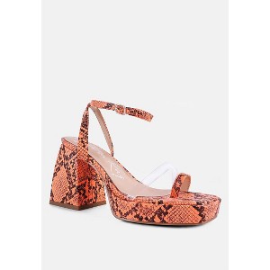 Such Flirt Snake Print Triangular Block Heel Sandals - 1 of 4
