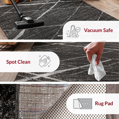 Thigpen Modern Crisscross Lines Area Rug, 3' x 5', Dark Grey