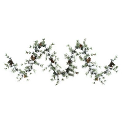 Allstate 9.5' x 10” Unlit Frosted Pine with Pine Cones Artificial Christmas Garland