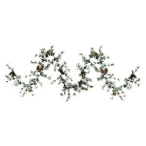 Allstate 9.5' x 10” Unlit Frosted Pine with Pine Cones Artificial Christmas Garland - 1 of 3