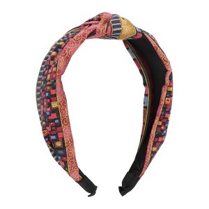 Unique Bargains Women's Fashion Elegant Knotted Printed Wide Hairband Rose Red 1 Pc - 1 of 3