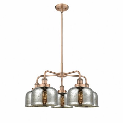 Bell - 5 Light Stem Hung Chandelier In Art Deco Style-14.75 Inches Tall and 26 Inches Wide