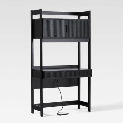Saracina Home Fluted Drawer with Outlets Desk and Hutch