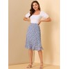INSPIRE CHIC Women's Floral Ruffle Elastic High Waist Button Flowy Split Skirt - 3 of 4