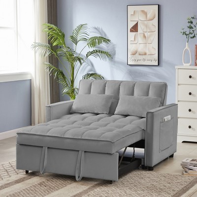 3 in 1 Convertible Sleeper Sofa Bed, Futon Couches for Living Room with Side Pocket | Adjustable Backrest| Velvet Fabric