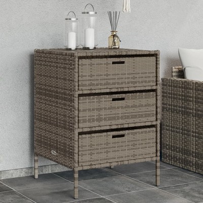 vidaXL Patio Storage Cabinet Gray 21.7 in.x23.2 in.x31.5 in. Poly Rattan