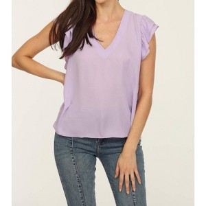 Women's V-Neck Ruffle Blouse - Veronica M - 1 of 2