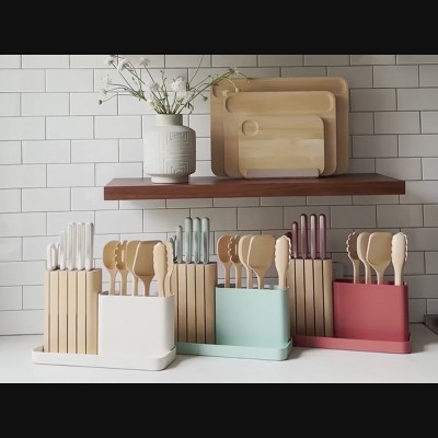 Mist 14-Piece Kitchen Knife and Utensil Prep Set with Organizer