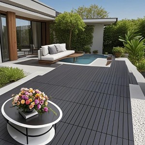 Chic Crate-24Pcs Dark Gray DIY Interlocking Terrace Deck Tiles – Easy Install | Indoor/Outdoor Poolside | DARK GRAY - 1 of 4