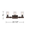 Franklin Iron Works Poetry Rustic Farmhouse Wall Light Bronze Wood Grain 23 1/2" 3-Light Fixture Seedy Glass for Bedroom Bathroom Vanity Living Room - 4 of 4