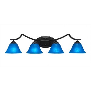 Toltec Lighting Zilo 4 - Light Vanity in  Matte Black with 7" Blue Italian Shade - 1 of 1