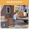NAYSAYE Foldable Shopping Cart Heavy Duty Utility Cart with Double Basket and Swivel Wheels for Groceries and Laundry, Gray, 26"*21.45"*40.9" - 2 of 4