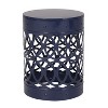 Okak Outdoor Side Table Modern Iron End Table Cylindrical Iron Cut Design, Decorative Garden Stool for Porch Yard Balcony Deck Lawn Indoor, Navy Blue - 4 of 4