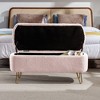 VASIP Camel Faux Fur Storage Ottoman Bench - Upholstered End of Bed Seat with Gold Legs for Bedroom, Living Room & Entryway - 2 of 4