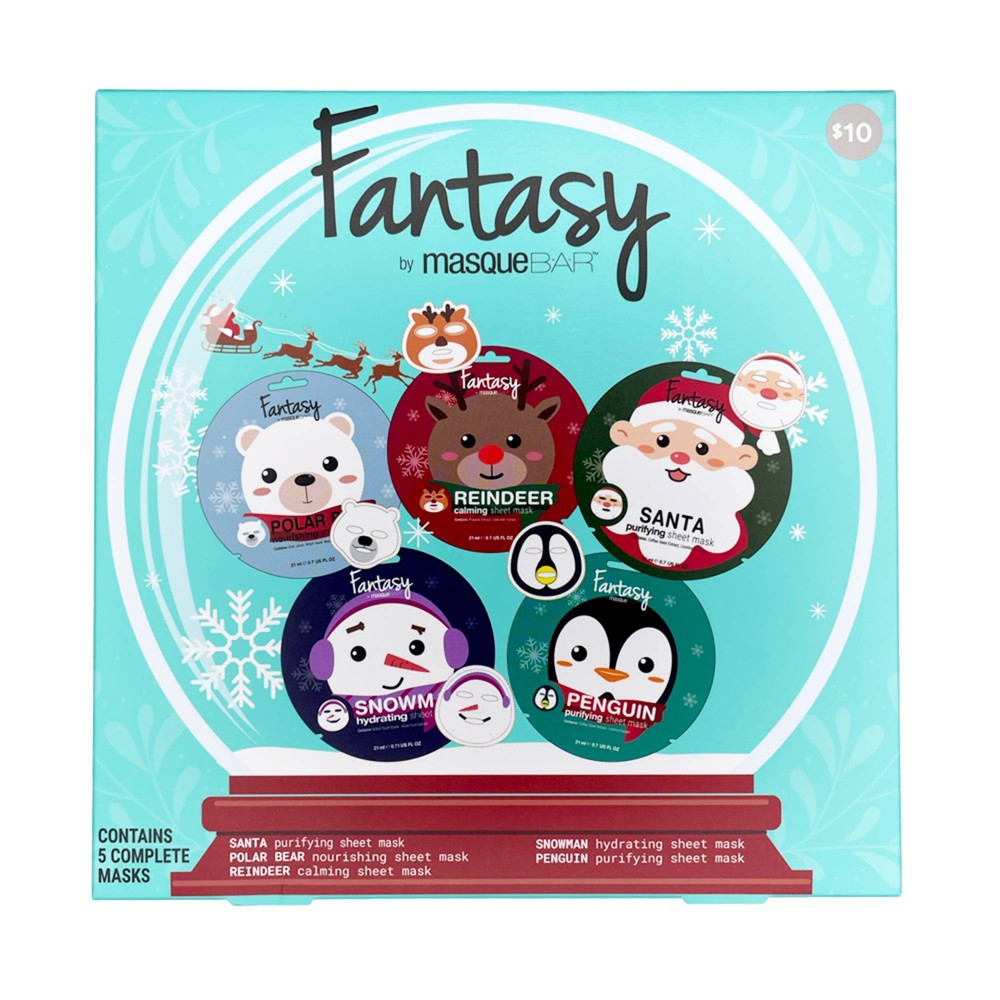 Fantasy by Masque Bar Sheet Mask Holiday Character Gift Set - 5pc