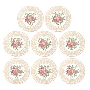 Unique Bargains Polyester Floral Pattern Vintage Lace Absorbent Coasters - 1 of 4