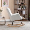 Indoor Rocking Chair Wingback Arm Chair Tufted Upholstered Teddy Fabric Nursery Room Rocking Chair With Solid Wood Base-Maison Boucle - 3 of 4