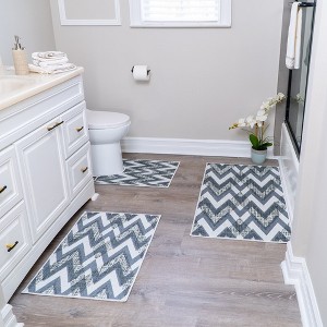 3 Piece Bathroom Rugs Set - Non-Slip Ultra Thin Bath Rugs for Bathroom Floor Mat Set - 1 of 4