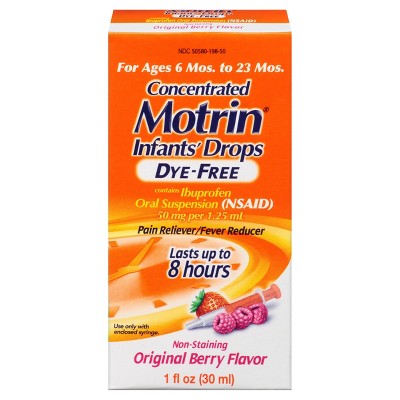 Infants' Motrin Dye-Free Pain Reliever/Fever Reducer Liquid Drops - Ibuprofen (NSAID) - Berry - 1 fl oz