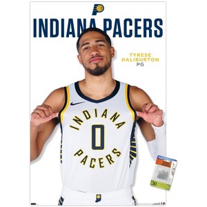 Trends International NBA Indiana Pacers - Tyrese Haliburton Feature Series 24 Unframed Wall Poster Print Clear Push Pins Bundle 22.375" x 34" - 1 of 4