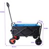 SEVOBAL Utility Storage Cart Mini Folding Garden Shopping Beach Trolley With Brakes On Wheels, Brake And Blue And Black, 30.31"*15.16"*36.22" - 3 of 4