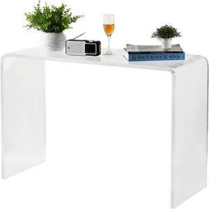 Acrylic Narrow Console Table for Entryway,   Square Legs, Skinny Entry Desk for Sofa, Foyer, Hallway, Living Room, 2-Tier, Clear - 1 of 4