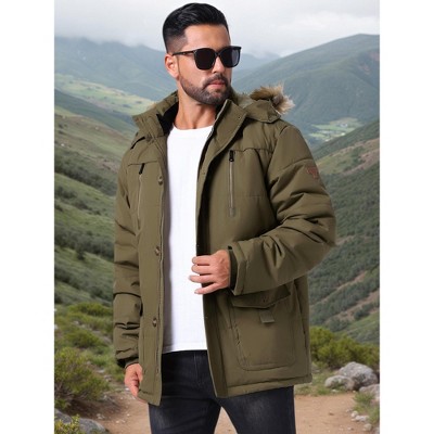 Мужские куртки INSPIRE CHIC Men's Winter Warm Coat Fleece Lined Thicken Hooded Parka Jacket X-Large Dark Green — фото 4