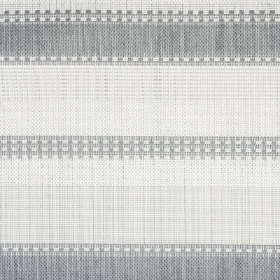 Gray and Cream Striped Synthetic 5' x 7' Indoor/Outdoor Rug