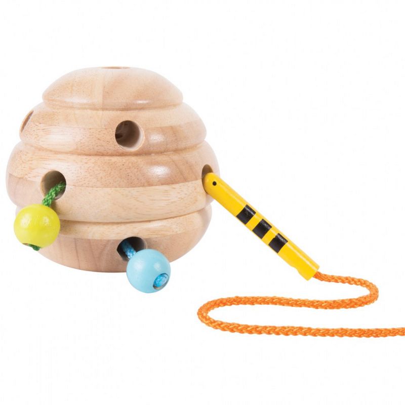 Guidecraft Beehive Lacing Activity with Three Bees on Multi-Colored Strings, 2 of 5